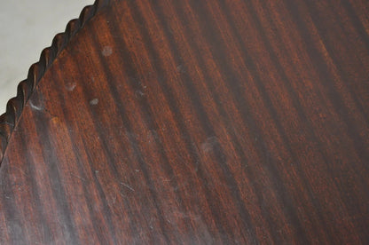 Antique American Empire Floral Spiral Carved Mahogany Round Center Side Table