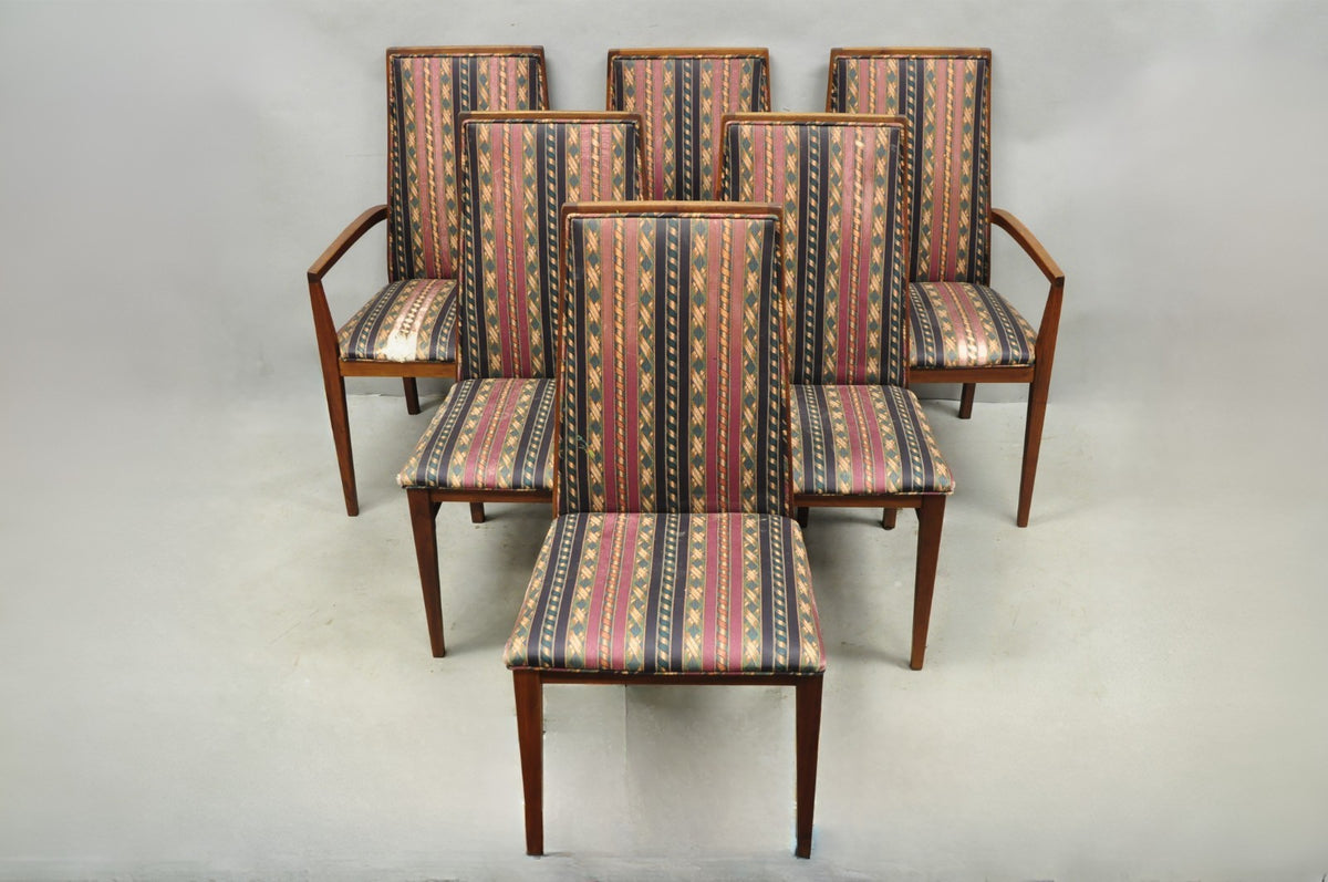 Vintage Mid Century Modern Walnut Dining Room Chairs by Dillingham - Set of 6