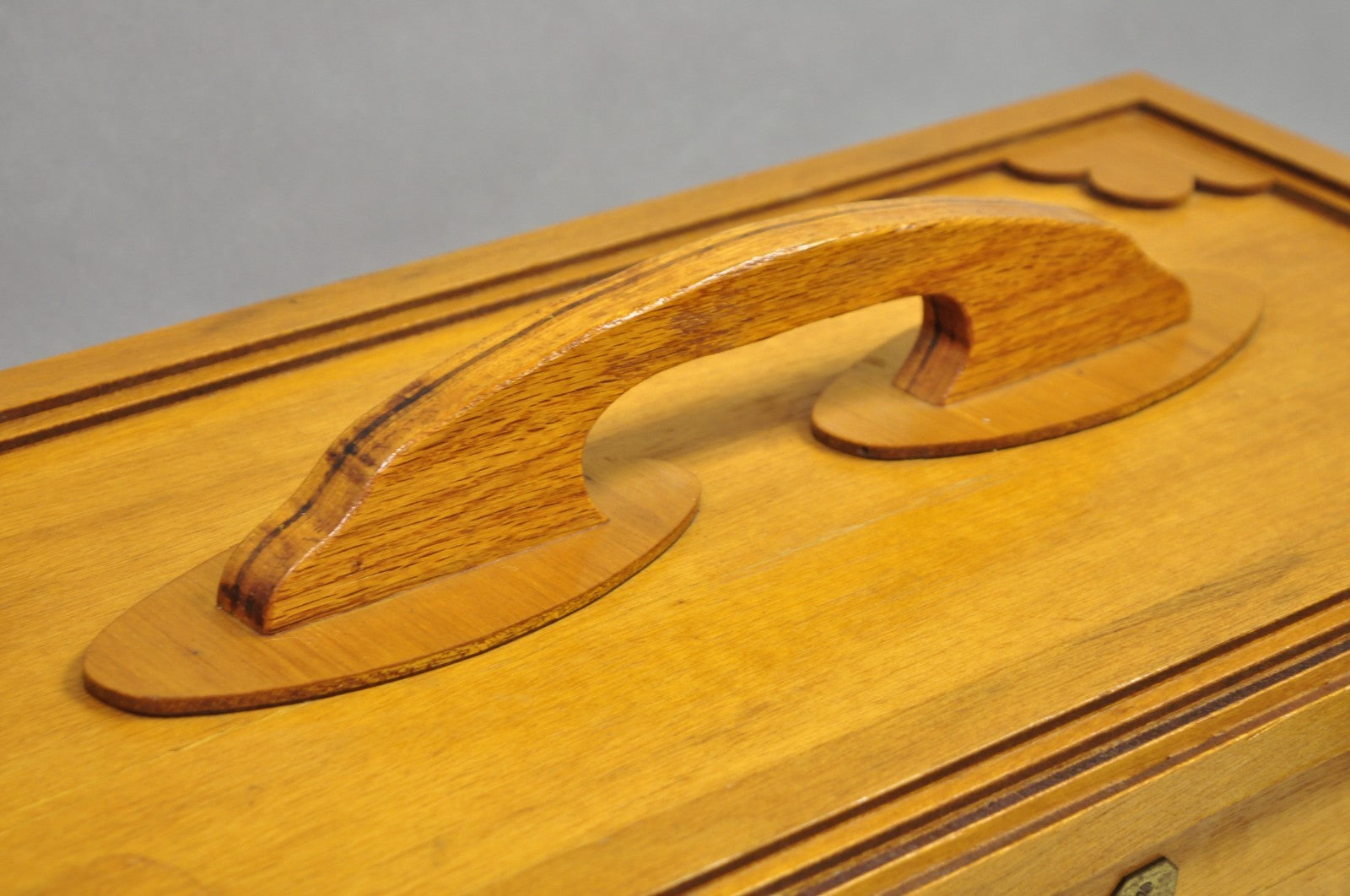 Vintage Arts & Crafts Custom Handmade Large Wooden Tool Chest Tool Box