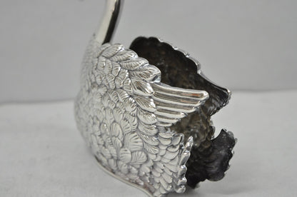 Vintage Art Nouveau Godinger Italy Silver Plated Swan Bird Napkin Letter Holder