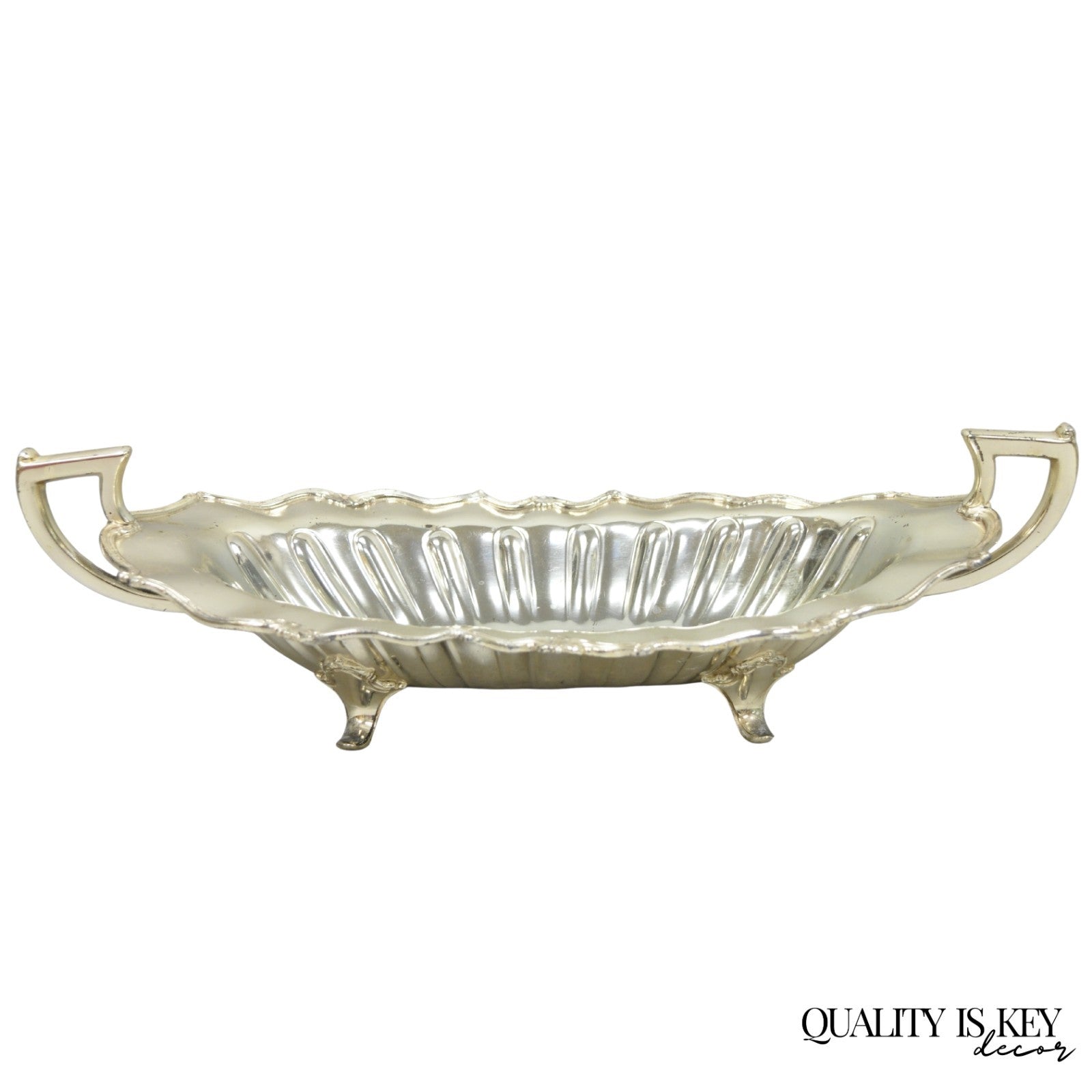Vintage FB Rogers Victorian Silver Plated Scalloped Centerpiece Fruit Bowl