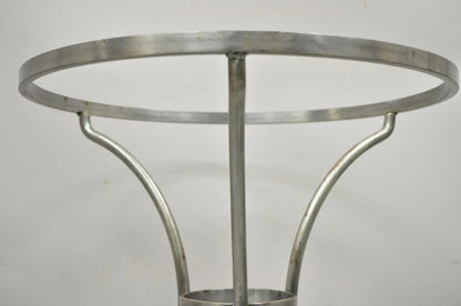 Italian Neoclassical Maison Jansen Style Steel & Brass Round End Tables - a Pair