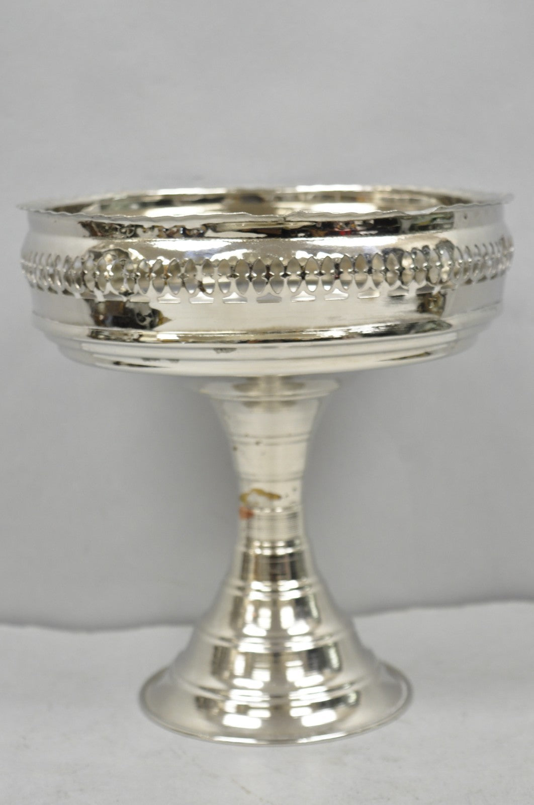 Vintage Hollywood Regency Style Silver Plated "Crown" Pedestal Candy Dish Bowl
