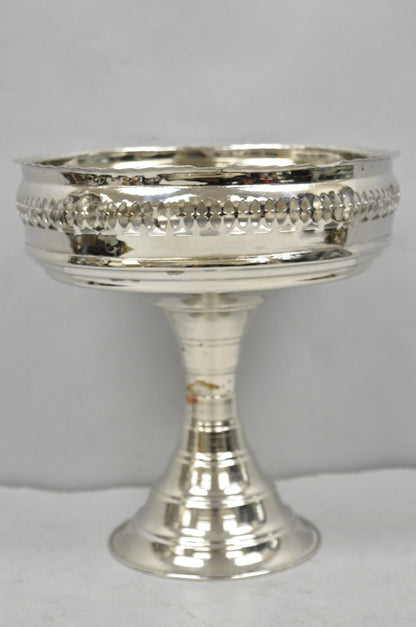 Vintage Hollywood Regency Style Silver Plated "Crown" Pedestal Candy Dish Bowl
