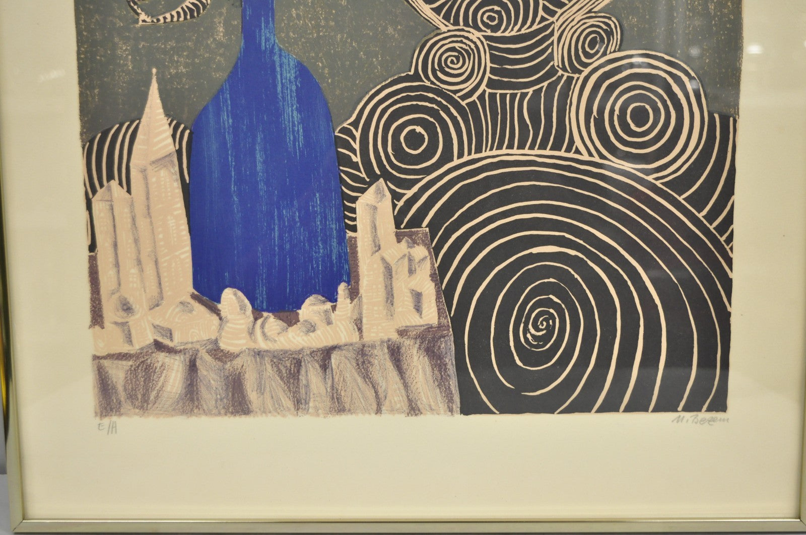 Naftali Bezem Surrealist Lithograph Signed Print "Woman with Vase" Judaica Art