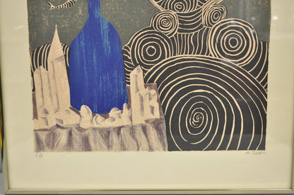 Naftali Bezem Surrealist Lithograph Signed Print "Woman with Vase" Judaica Art