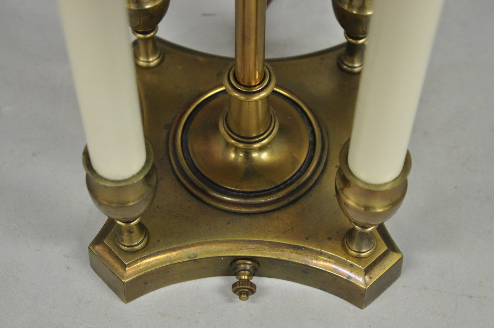 Vintage French Empire Style Brass Candlestick Bouillotte Desk Table Lamp