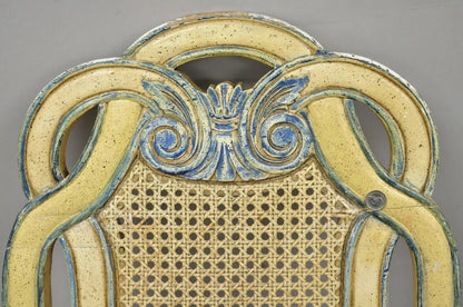 Vintage French Hollywood Regency Cane Pretzel Back Cream Dining Chair - Set of 6