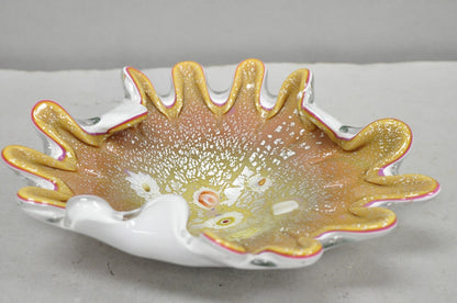 Vintage Murano Italian Art Glass Millefiore Clam Shell Candy Dish Bowl (B)