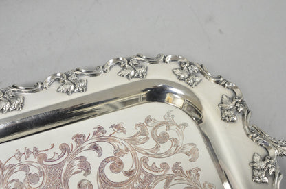 Vintage English Victorian Silver Plated Ornate Footed Serving Platter Bar Tray