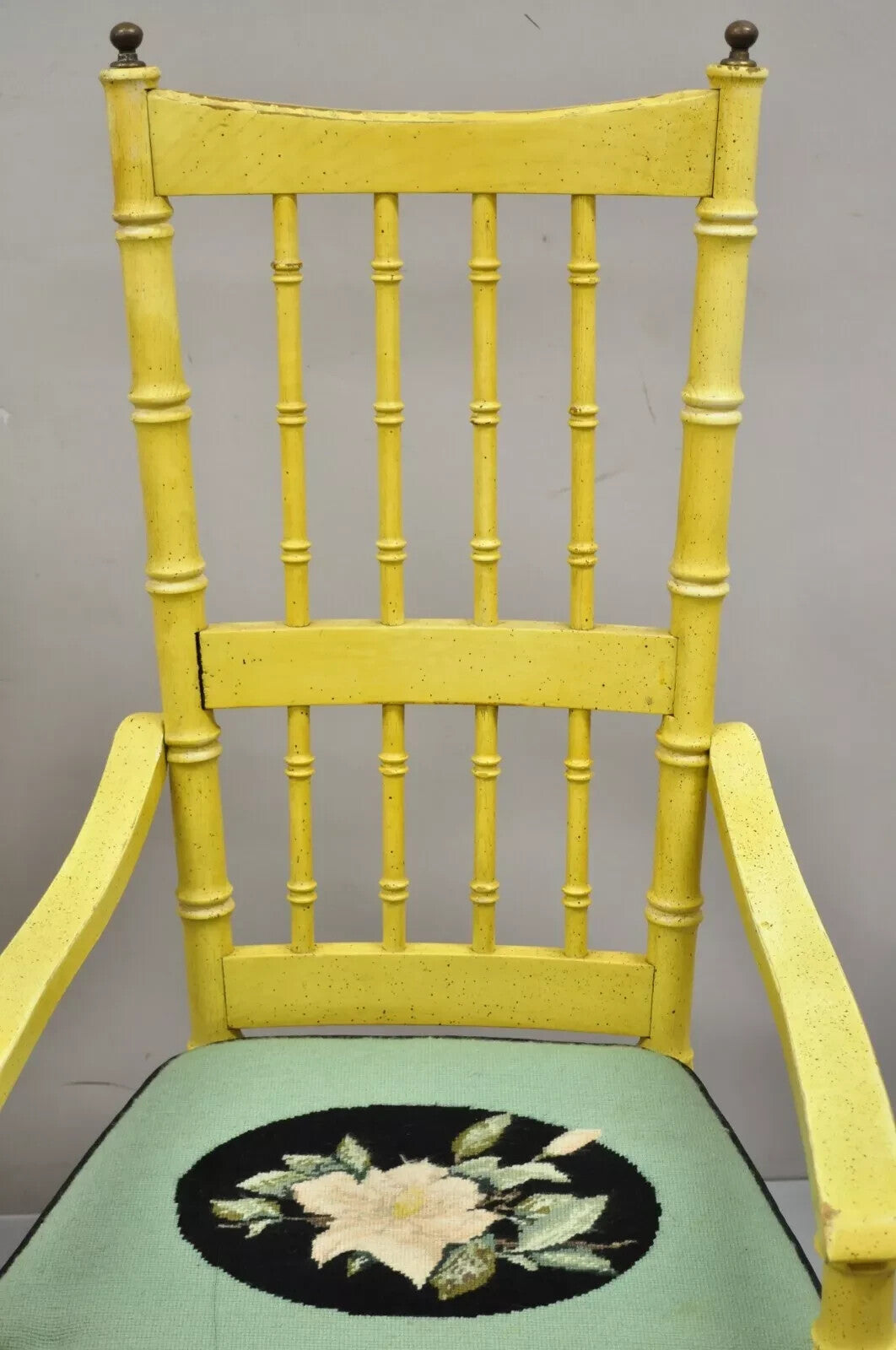 Vintage Thomasville Hollywood Regency Yellow Faux Bamboo Dining Chair - Set of 6