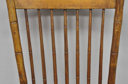 Antique Primitive Rustic French Farmhouse Wooden Faux Bamboo Side Chair