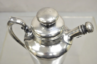 Antique Art Deco Silver Plated Martini Cocktail Shaker "Game Cock" Monogram