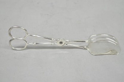 Vintage Silver Plated Faux Bamboo Scissor Style Pastry Cake Serving Tongs