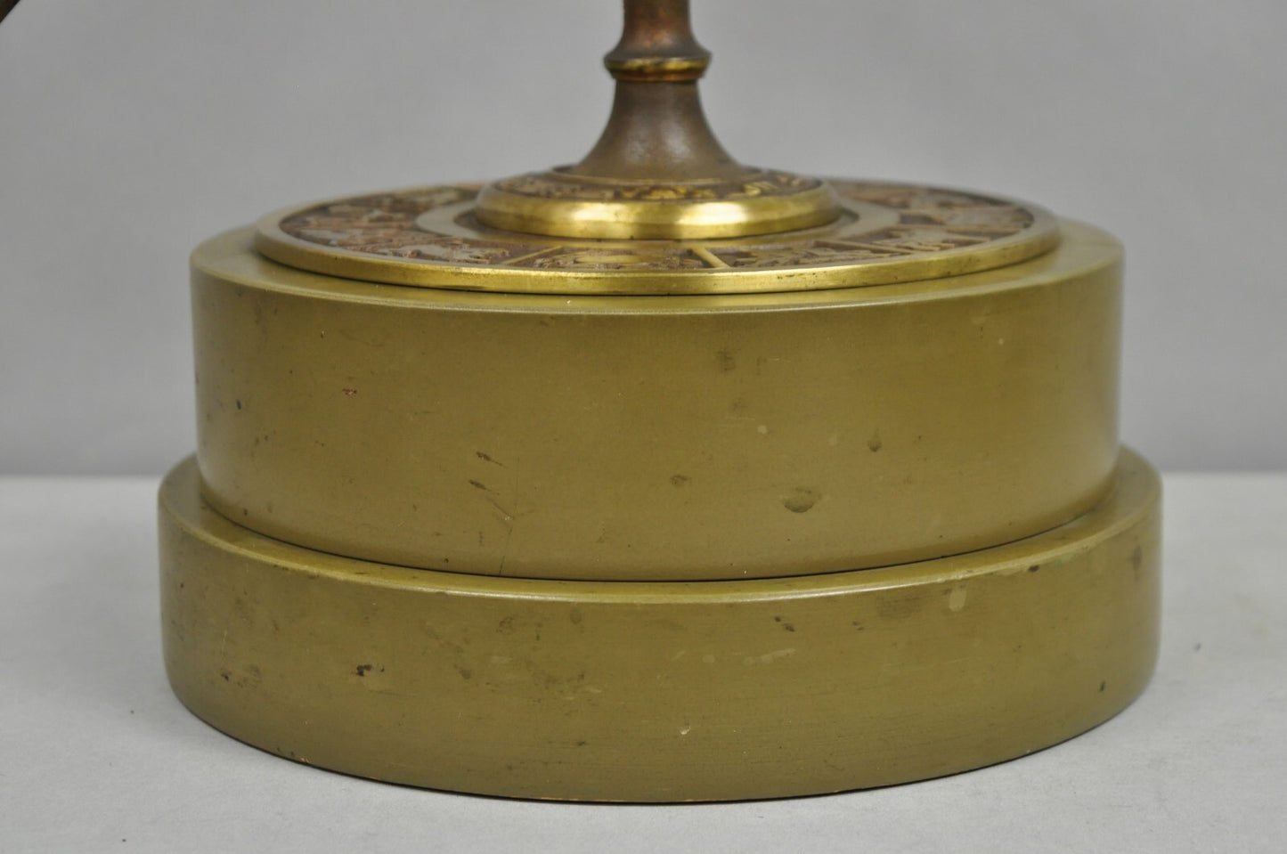 Vintage Neoclassical 3D Armillary Astrological Zodiac Bronze Patina Table Lamp