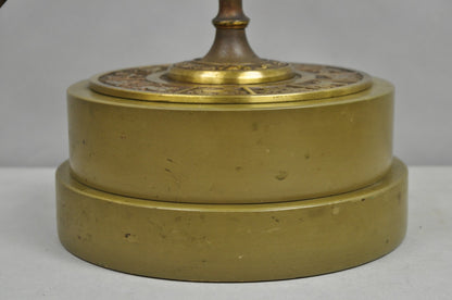 Vintage Neoclassical 3D Armillary Astrological Zodiac Bronze Patina Table Lamp
