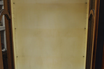 Vintage Baker Hollywood Regency Cherry Wood 2 Door Curio Cabinet Bookcase - Pair