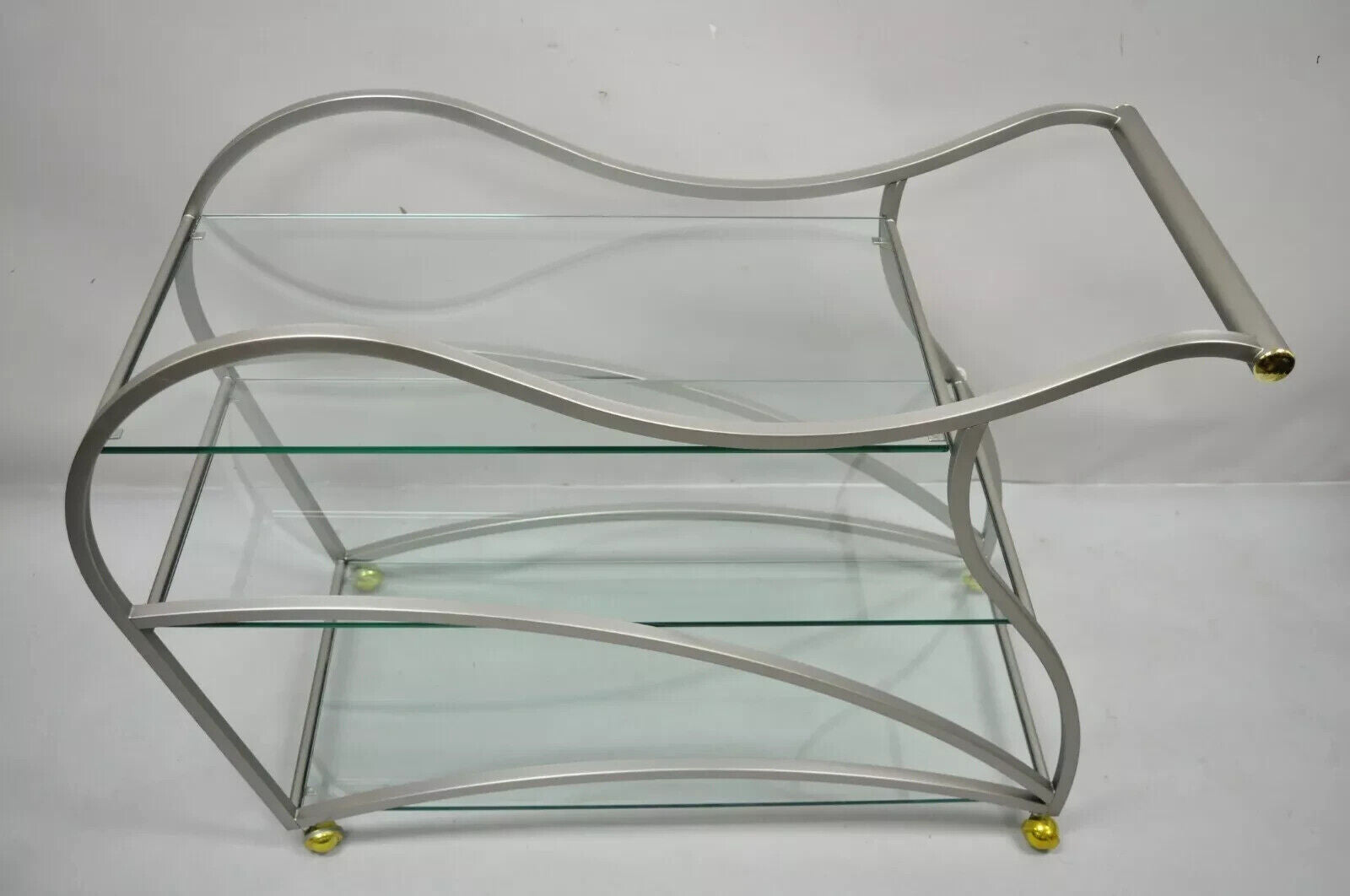 Design Institute of America Rick Lee Brushed Nickel Metal Sculptural Bar Cart