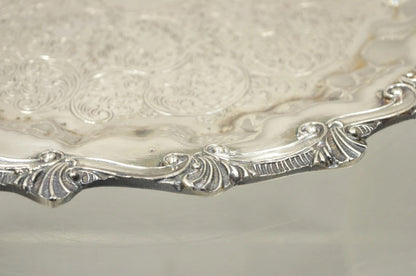 Victorian Ornate Silver Plated Twin Handle Scalloped Bar Serving Platter Tray