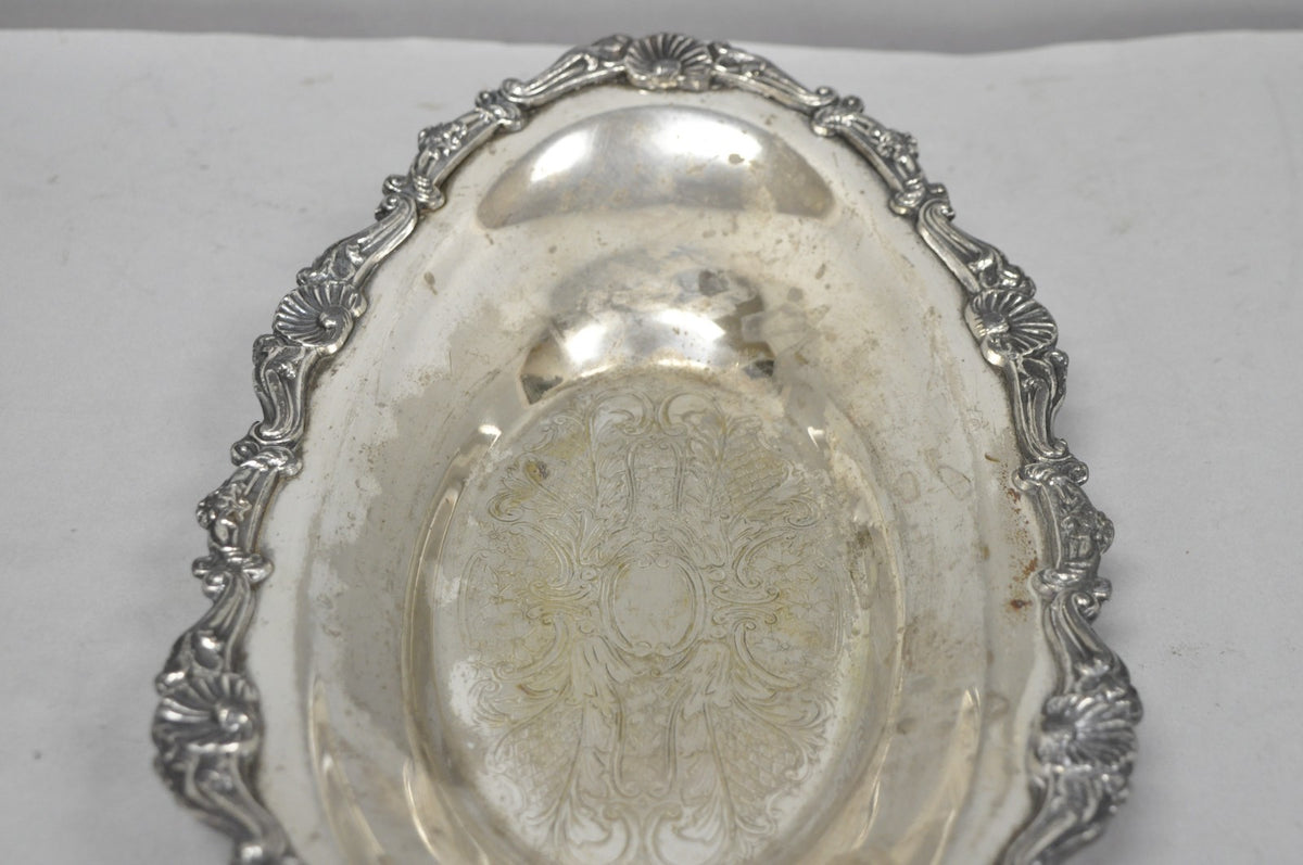 Vintage Victorian Style Silver Plated Oval 13.5" Trinket Serving Dish (A)