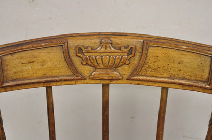 Antique Italian Neoclassical Style Carved Arrow Walnut Low Boudoir Slipper Chair