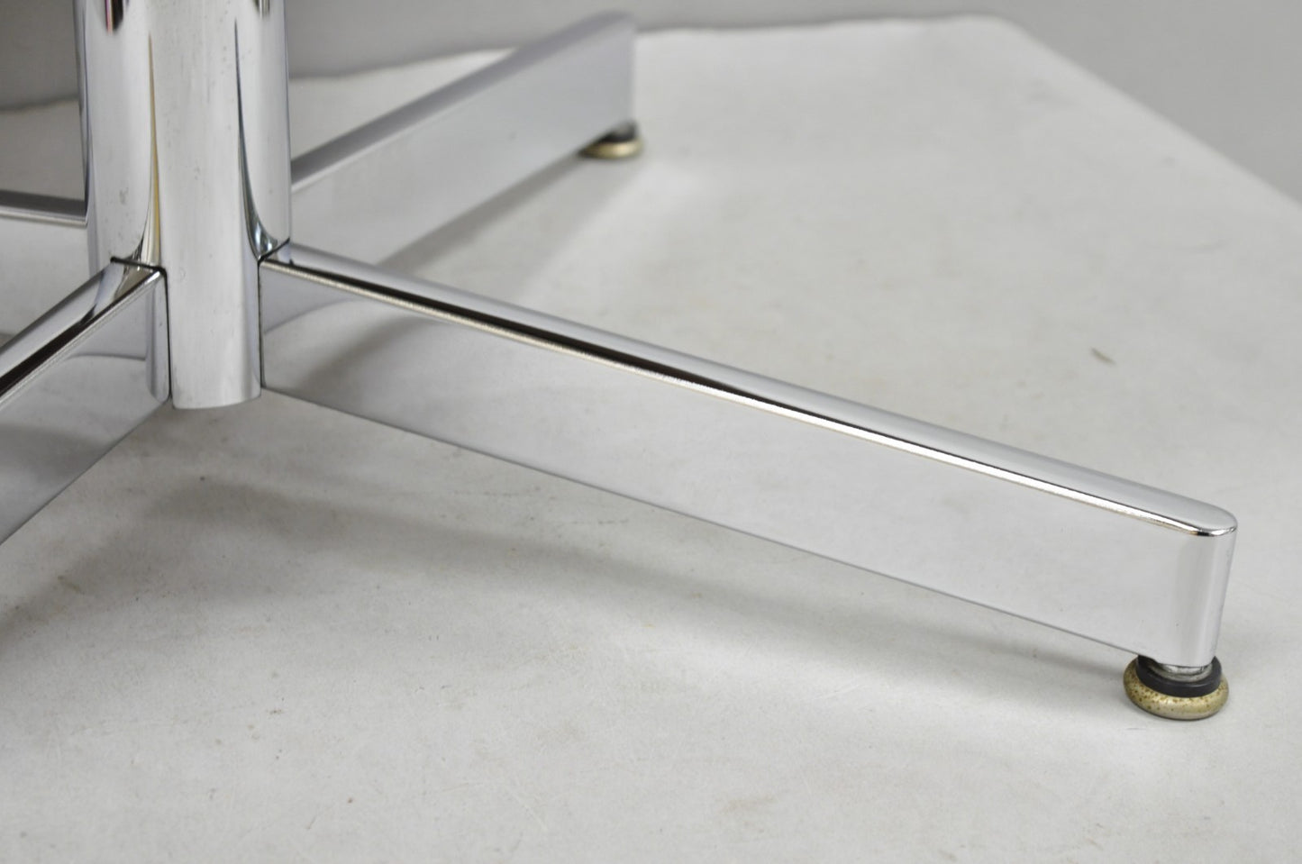 Vintage Selig Mid Century Modern Eames Style Chrome Walnut Footstool Ottoman