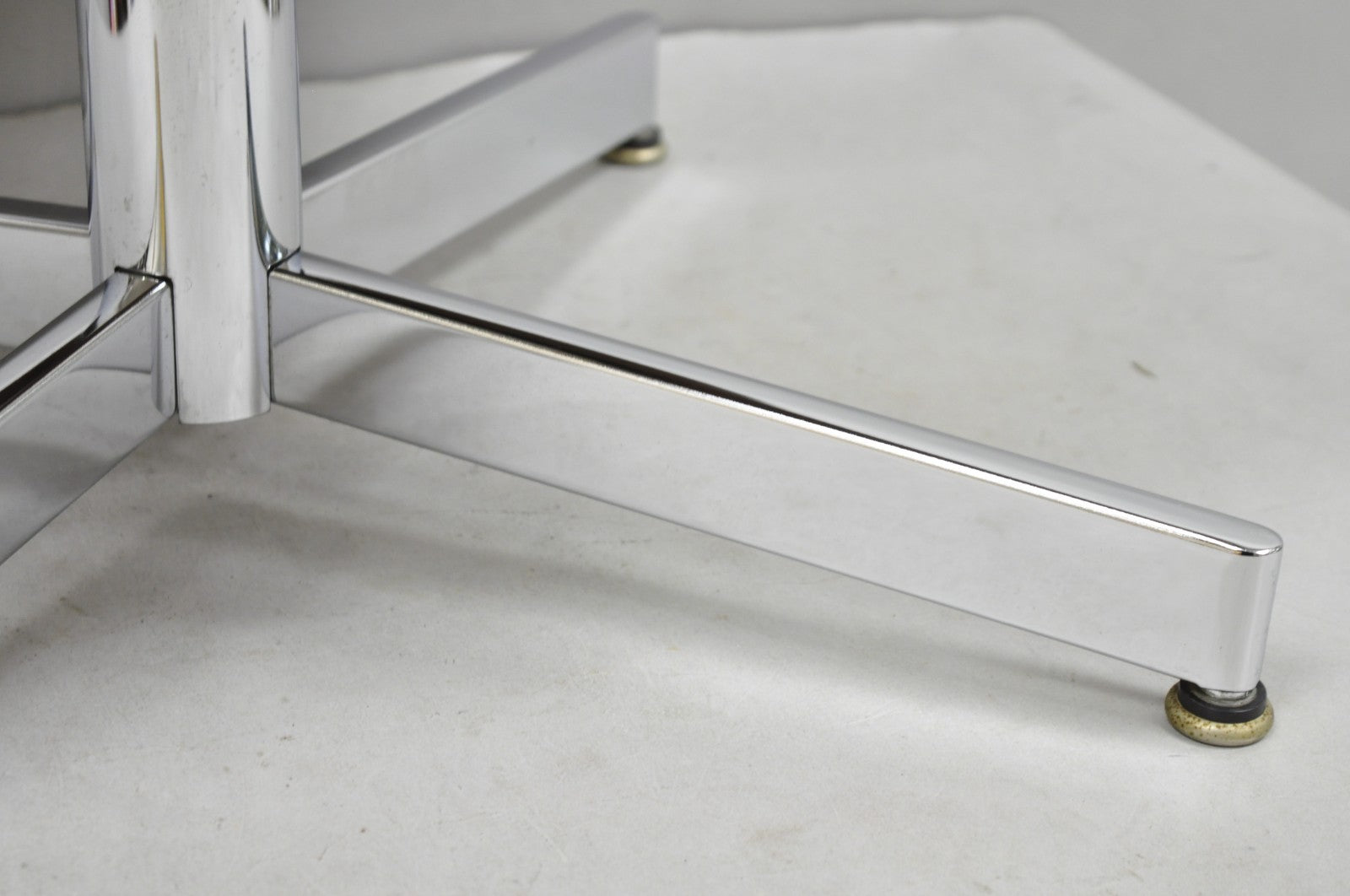 Vintage Selig Mid Century Modern Eames Style Chrome Walnut Footstool Ottoman