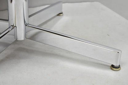 Vintage Selig Mid Century Modern Eames Style Chrome Walnut Footstool Ottoman