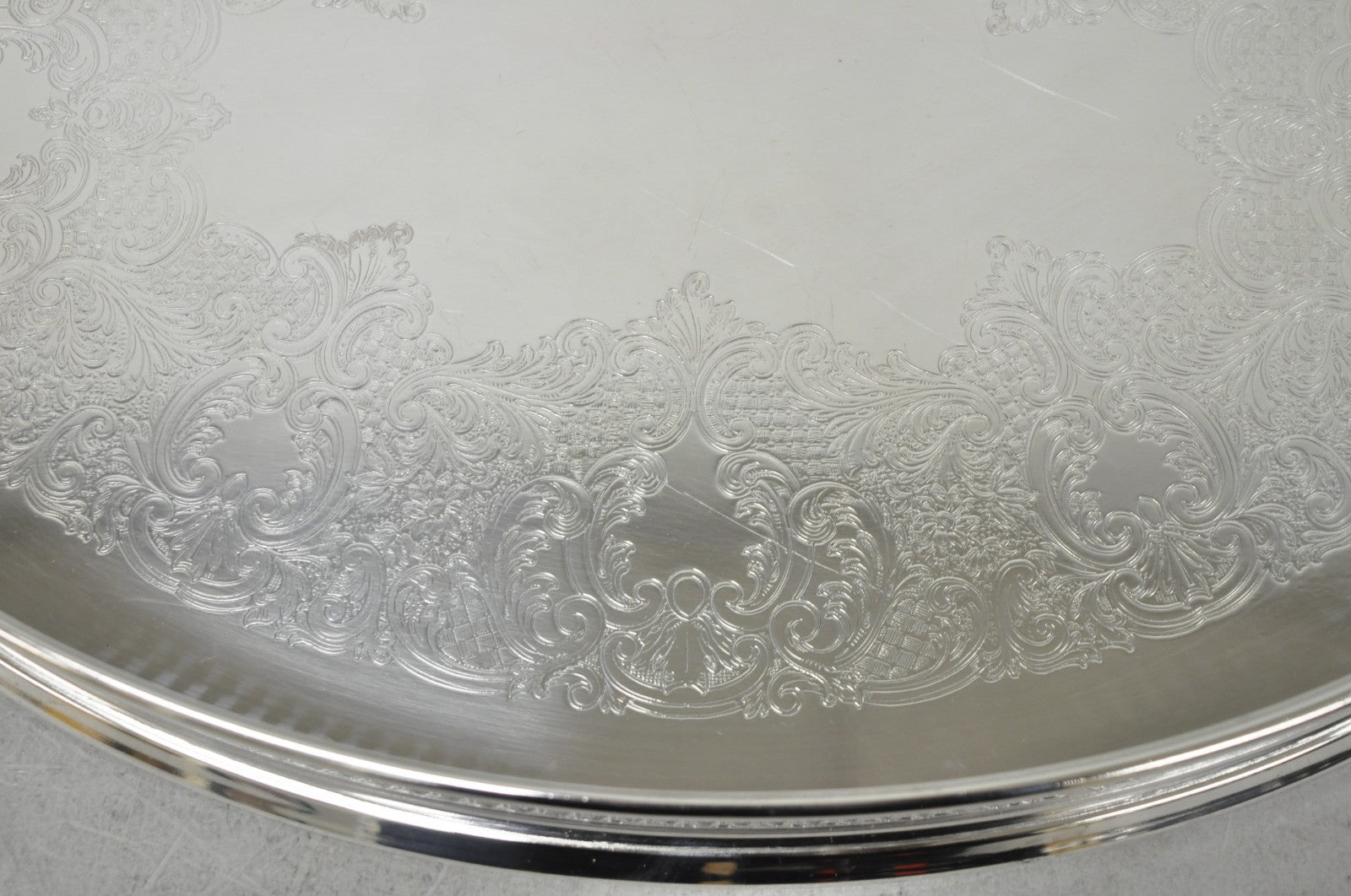 Vintage William Adams WA Italy Silver Plated Oval Raised Gallery Bar Tray
