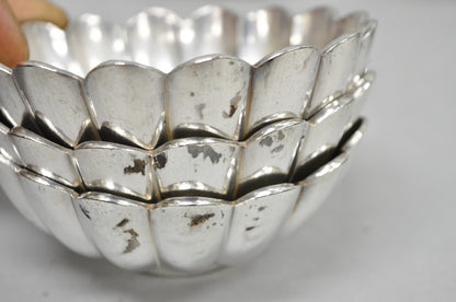 Vintage Regency Style Silver Plated Scalloped Stacking Nut Dish Bowl - Set of 8