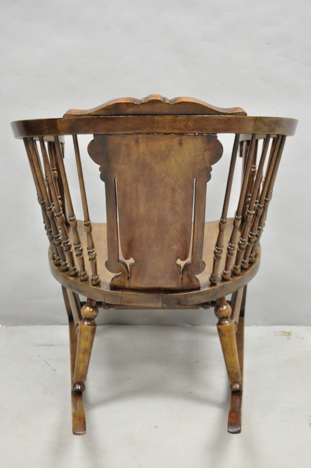 Antique American Victorian Carved Walnut Spindle Back Rocker Rocking Chair