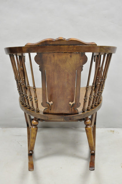 Antique American Victorian Carved Walnut Spindle Back Rocker Rocking Chair