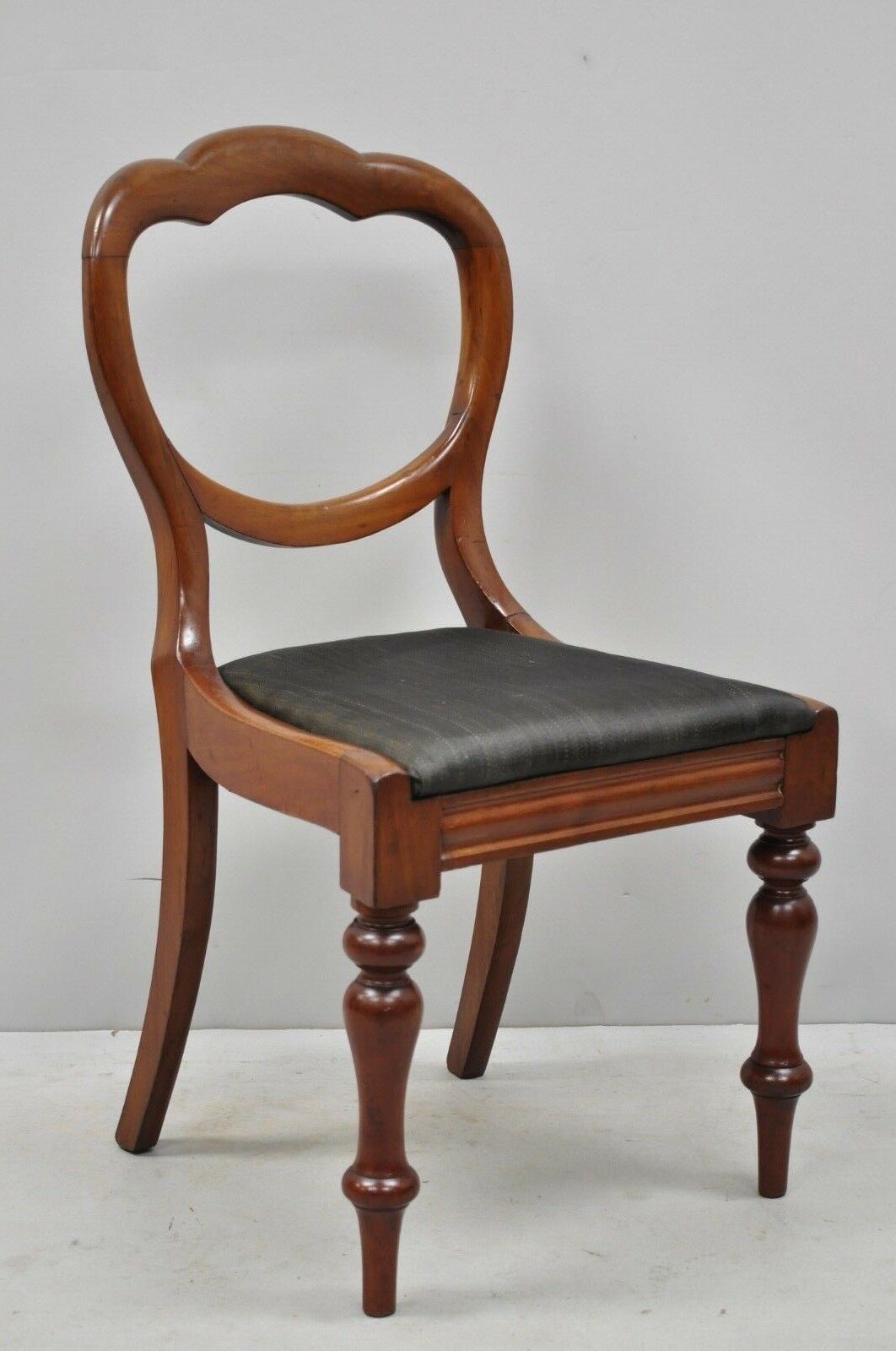 Antique English Victorian Balloon Back Mahogany Library Side Chairs - Set of 4