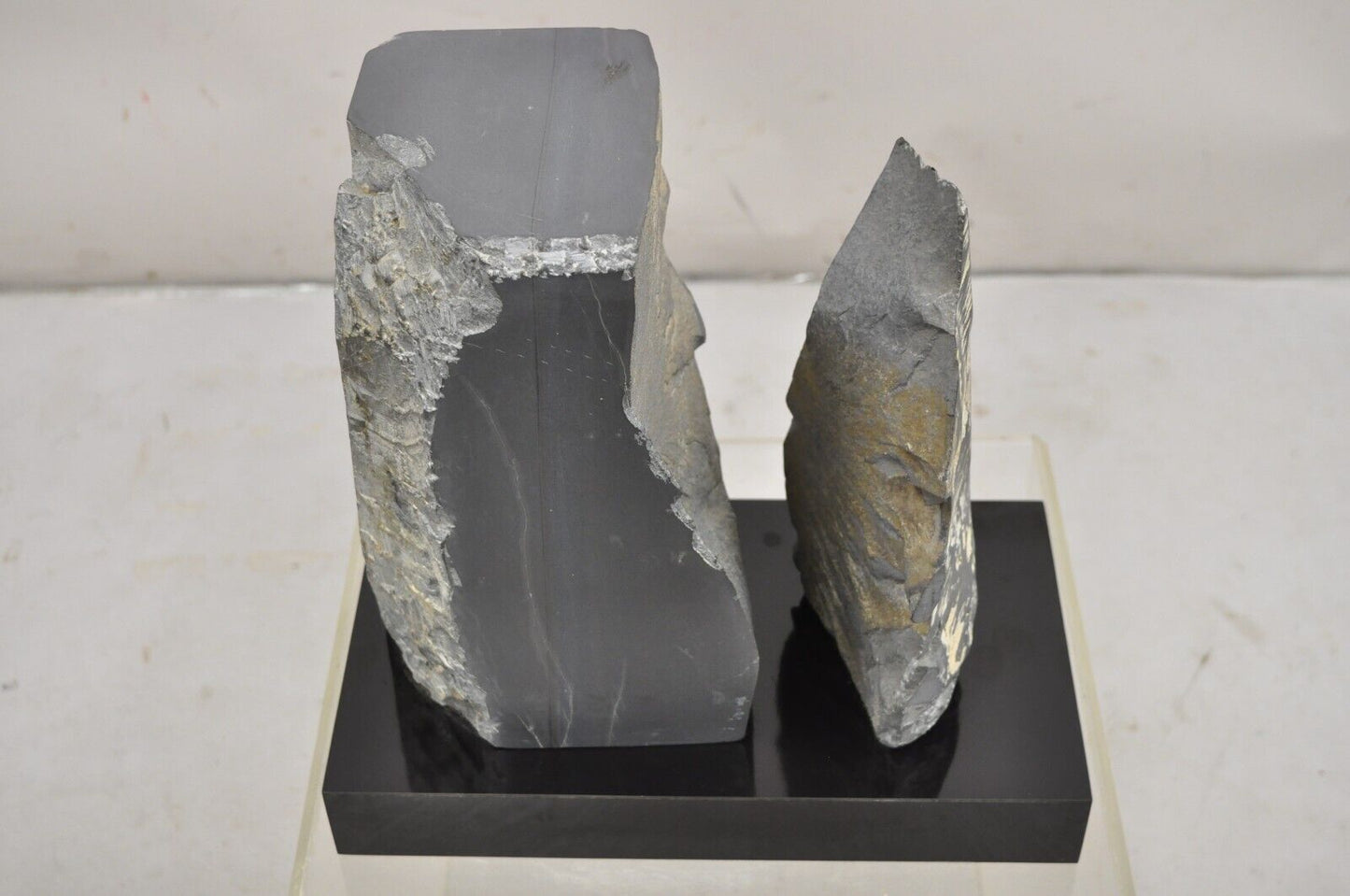 Naomi Feinberg "Fractured Planet" Gray Stone Abstract Modern Sculpture