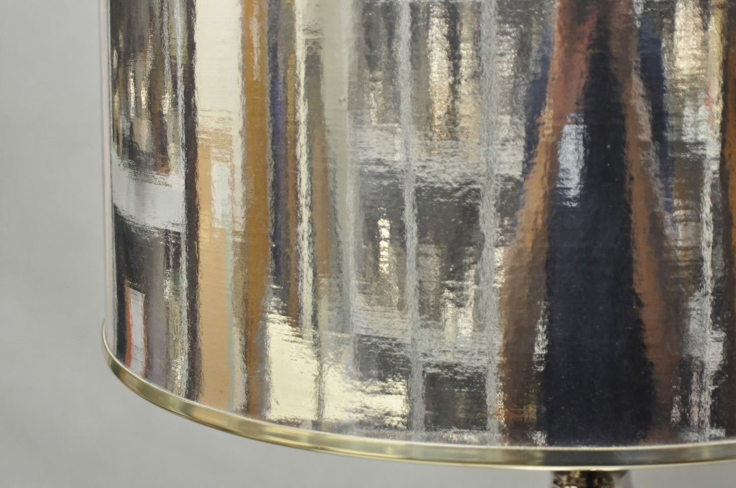 Vintage Italian Mid Century Modern Tall Sculptural Silver Ceramic Table Lamp
