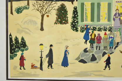 Jane Currie Clark "Christmas Carolers" Signed Art Serigraph Print Picture