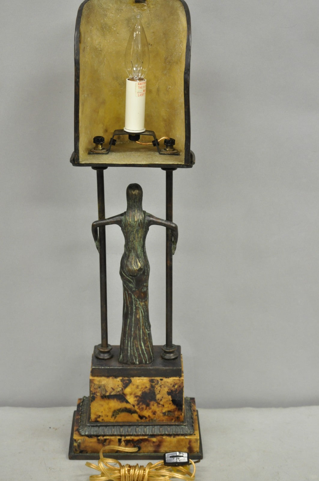 Vintage Maitland Smith Art Deco Art Nouveau Bronze Lady Figural Table Lamp