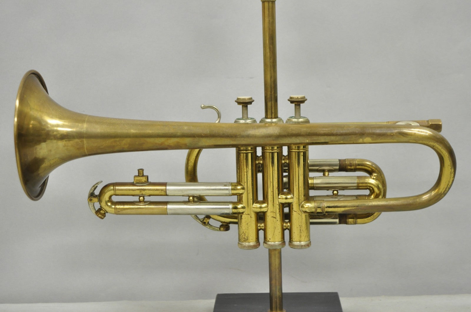 Vintage Hollywood Regency Emperor Brass Trumpet Horn Repurposed Table Lamp