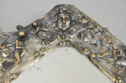 French Renaissance Bacchanal Scene Silver Plated Bacchus Figural Platter Tray