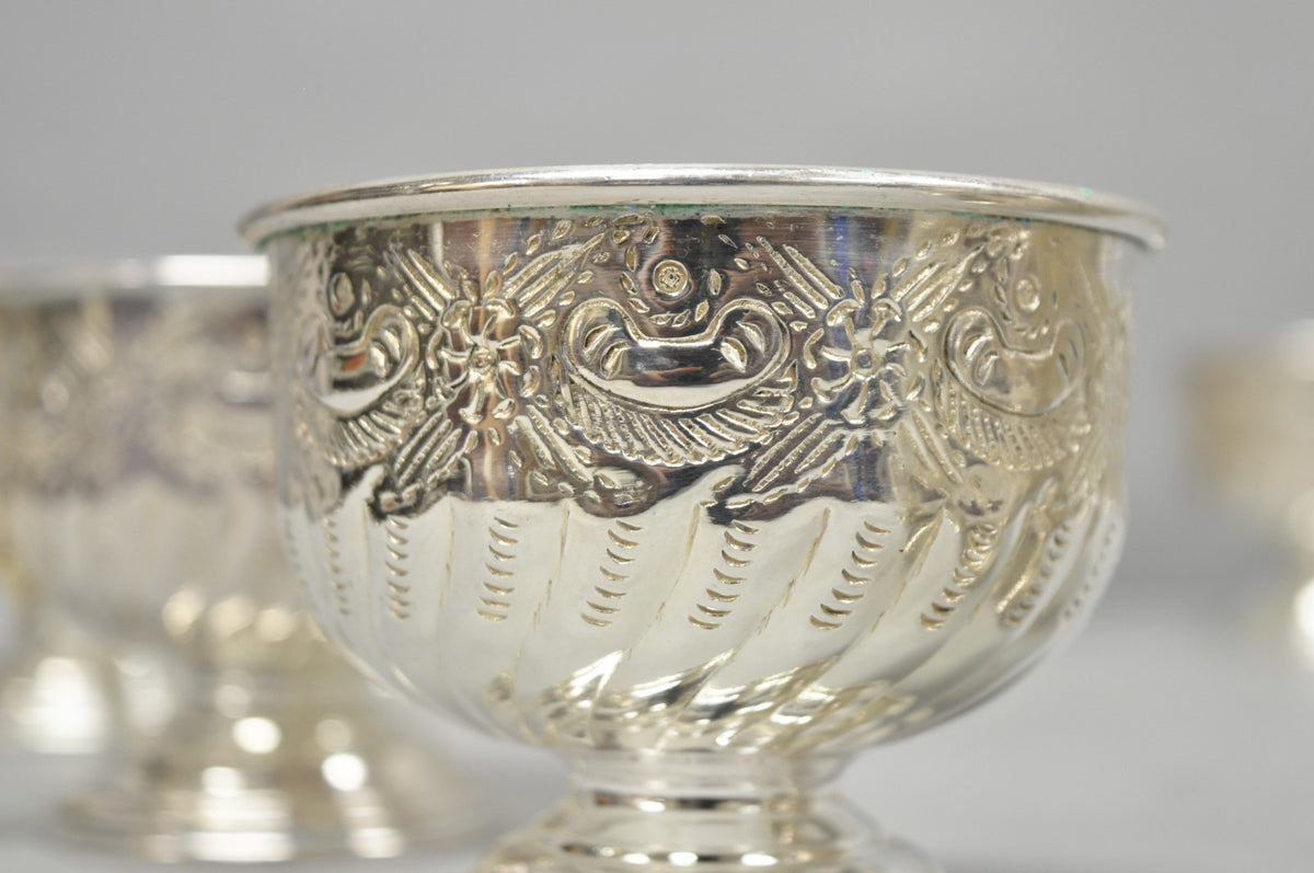Vintage English Sheffield Kentshire Silver Plated Punch Bowl Set w 12 Footed Cup