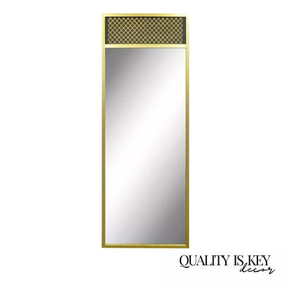 Vintage Mid Century Modern 52" Rectangular Metal Frame Brass Finish Wall Mirror