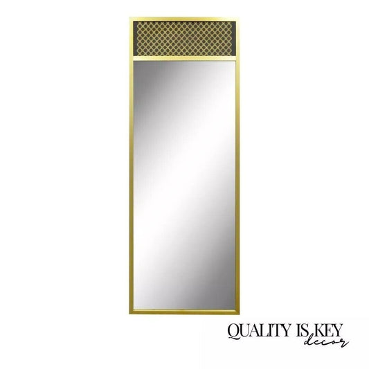 Vintage Mid Century Modern 52" Rectangular Metal Frame Brass Finish Wall Mirror