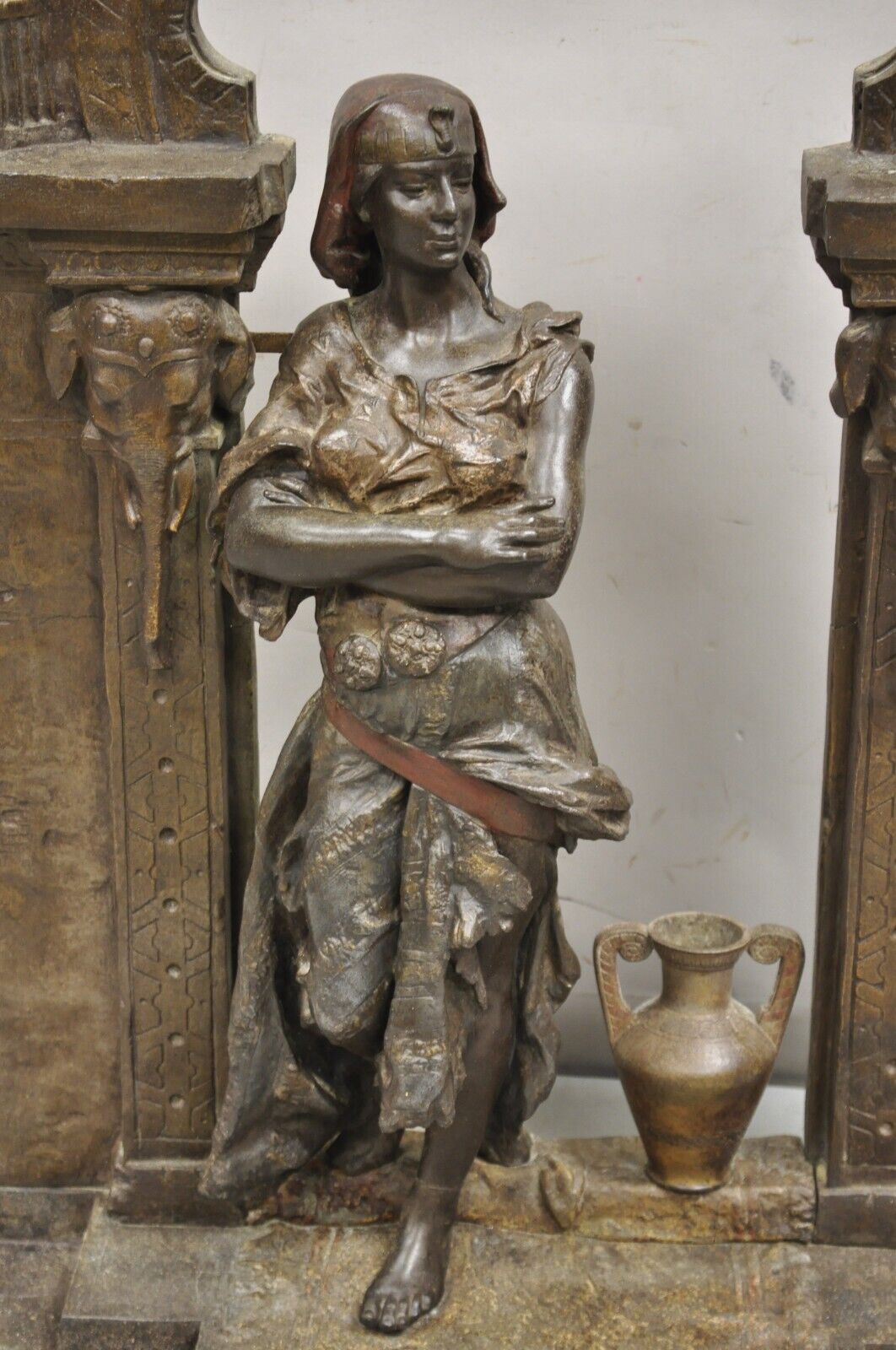 French Renaissance "Rebecca at the Wall" Spelter Metal Large Statue Sculpture