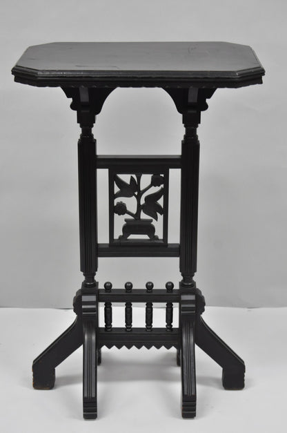 Antique Victorian Aesthetic Movement Black Ebonized 34" Plant Stand Side Table