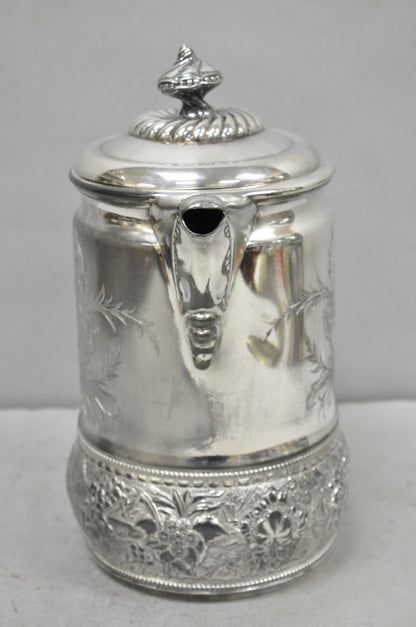 Wilcox Silver Plate Co Art Nouveau Silver Plated Duck Handle Coffee Pot Pitcher