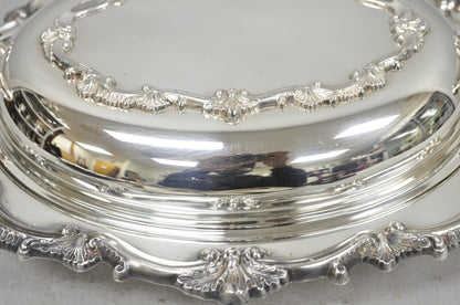 Vintage Victorian Silver Plated Covered Vegetable Serving Dish with Glass Liner