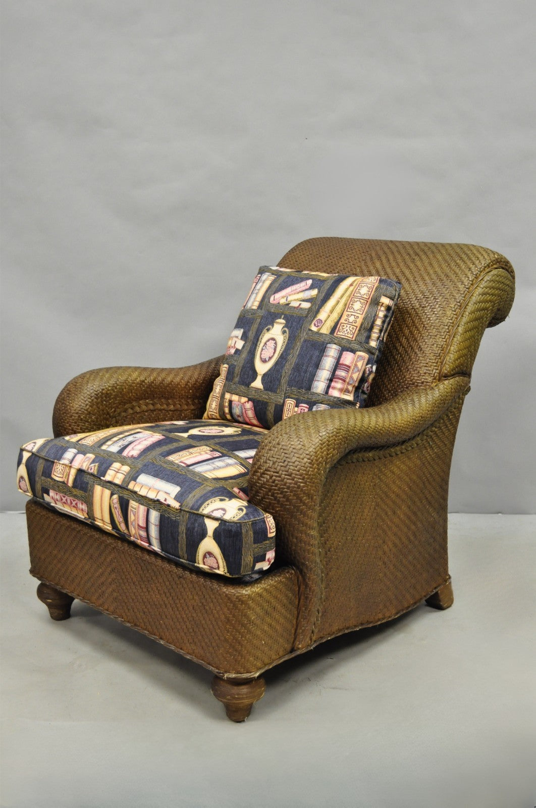 Mark Hampton Collection Hickory Chair Wicker Rattan Lounge Club Chair & Ottoman