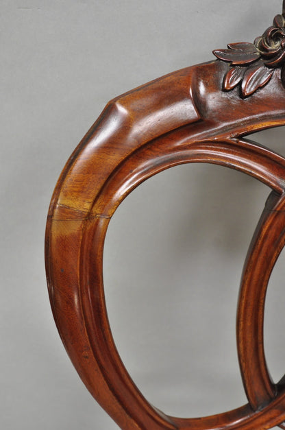 Antique Victorian Mahogany Pretzel Balloon Back Parlor Side Chairs - a Pair