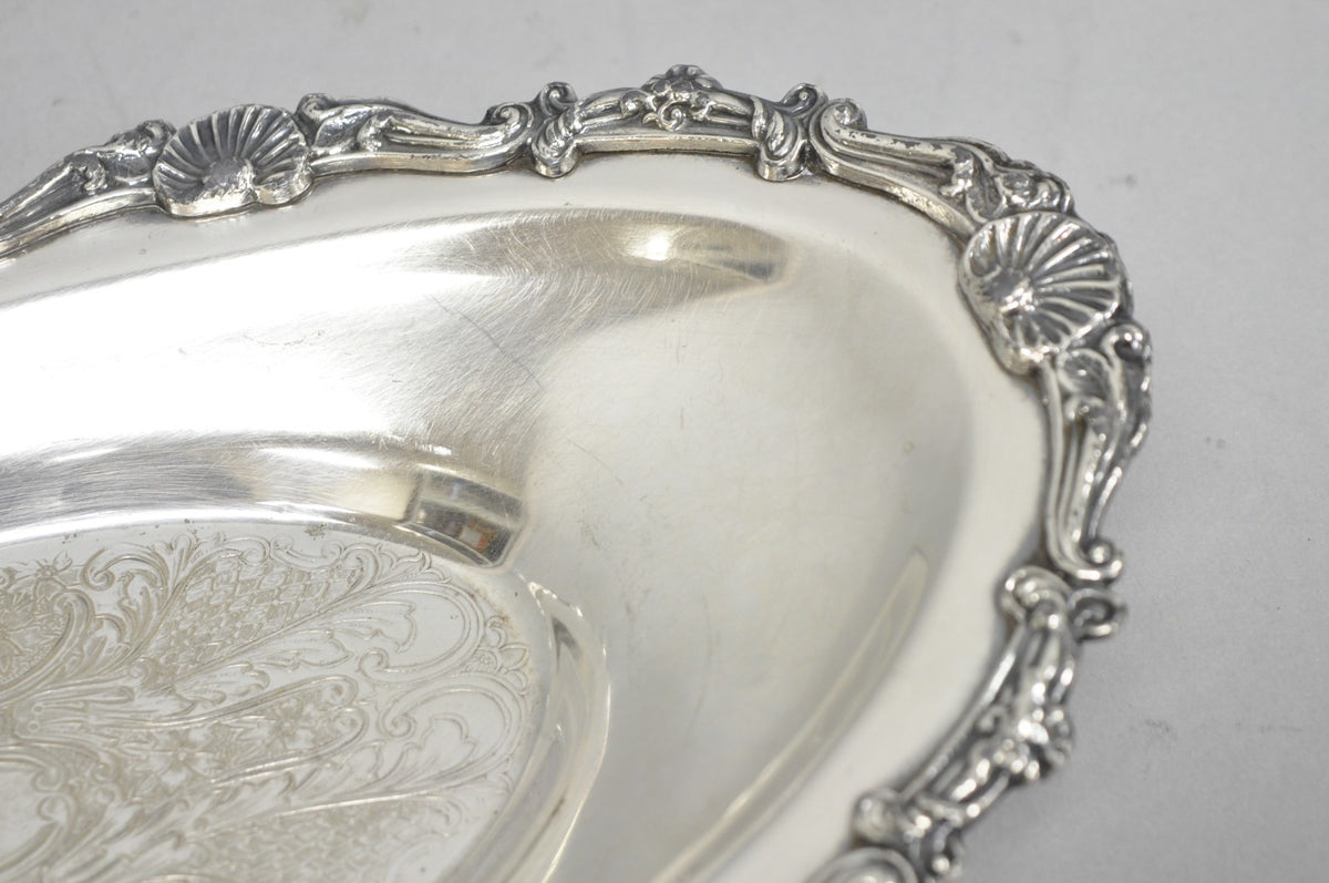 Vintage Victorian Style Silver Plated Oval 13.5" Trinket Serving Dish (B)