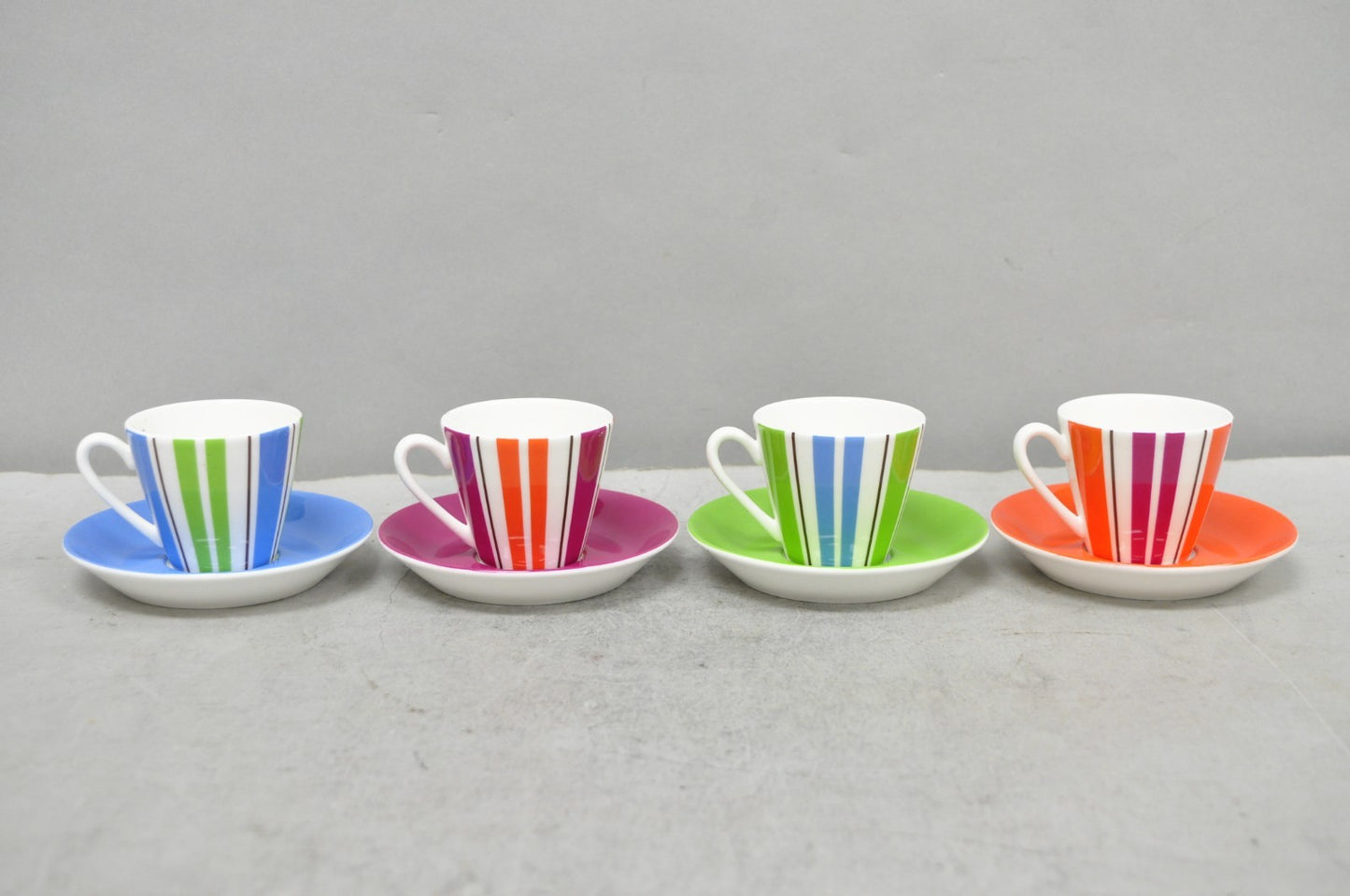 Kate Spade Lenox Collins Stripe Demitasse Espresso Cup & Saucer NIB - Set of 4